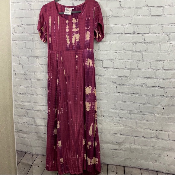 Red Threads Prairie Maxi Tie Died Dress Size S - Picture 3 of 8